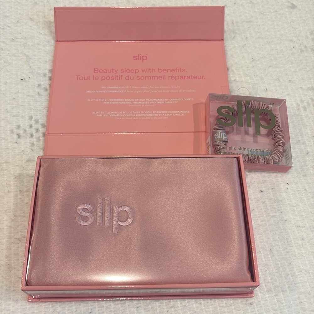 NIB Slip silk pillowcase queen size w bonus NIB slip Silk skinny scrunchie